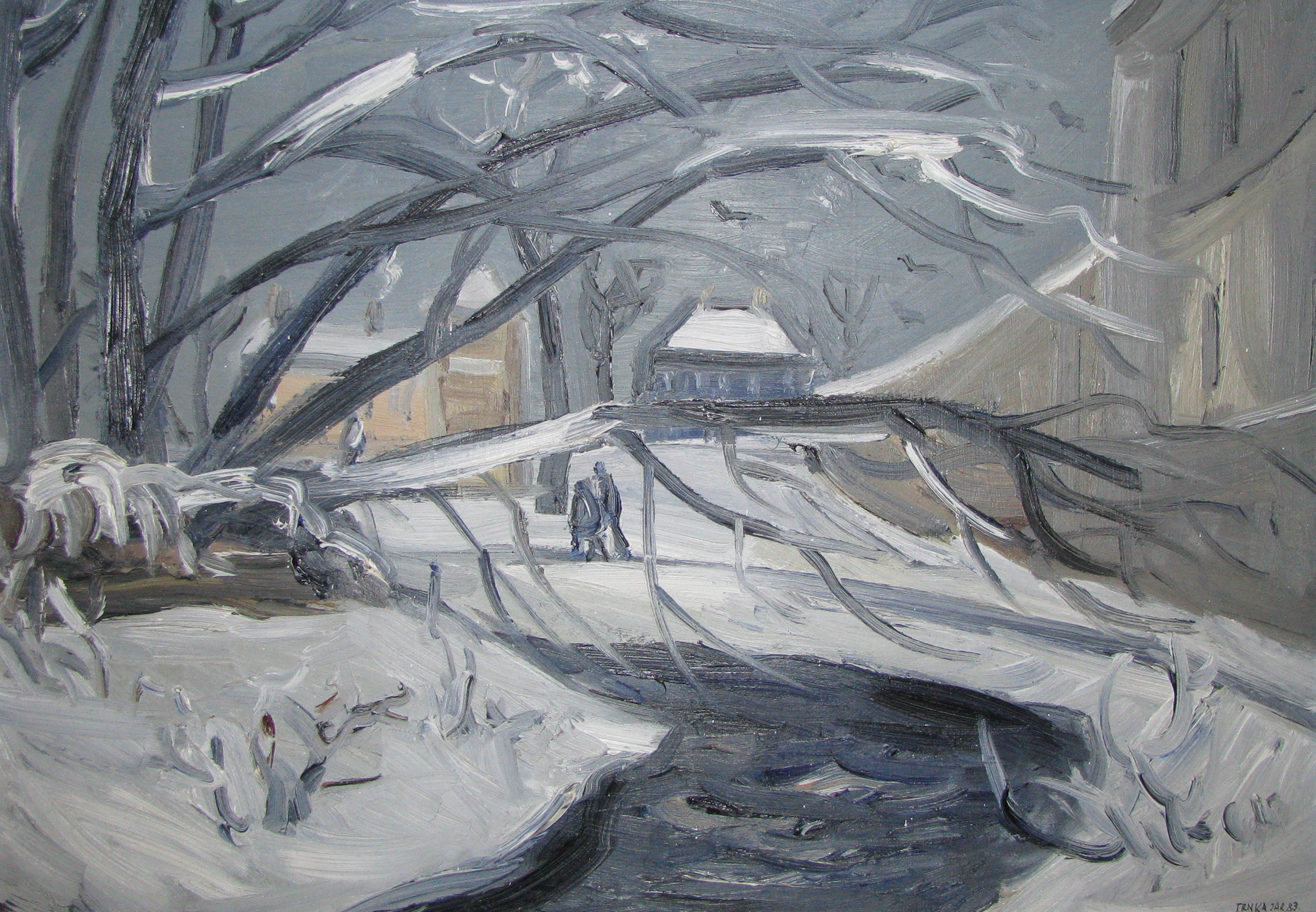 Zima na Botiči, 1983, olej na plátně