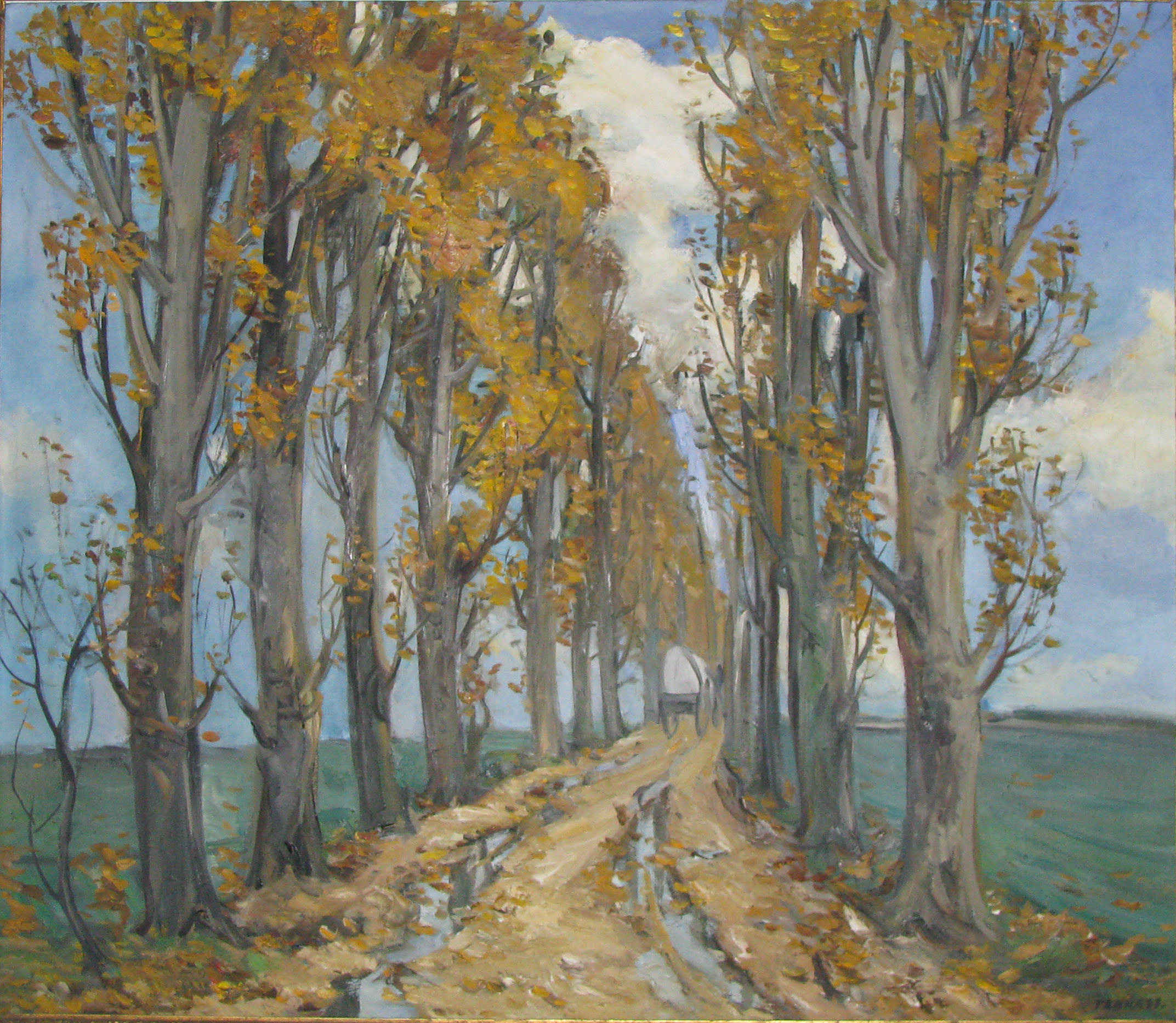 Topolová alej, 1977, olej na plátně